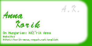 anna korik business card